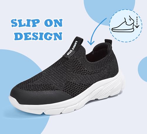 LUCKY STEP Boys Girls Slip On Sneakers Breathable Mesh Walking Shoes Lightweight Casual Running Athletic for Little Kids3