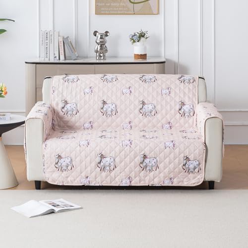 Image of House of Quirk 'Mughal Series' Anti-Slip Sofa Cover Mat with Pocket | Polyester Couch Protector for Pets, Kids & Spills (Kamdhenu, 180x120cm, Two Seater)