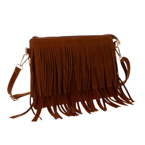 Sac à bandoulière pour femme à franges vintage : grand sac à main en polyester PU pour soirée
