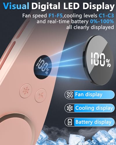 Image of Neck Fan with Cooling Plate-Neck AC Air Conditioner,Rechargeable Battery Operated Neck Cooler,Bladless Power Light Weight Noiseless Cooling for Travel,Camping,Outdoor,Sports Pink