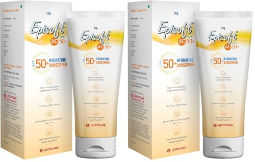 Image of Episoft AC SPF 50 + sunscreen | Maximum Hydration | Protection against both UV-A /UV-B, Water and Sweat Resistance | Lightweight | With anti-aging benefits | For all Skin Types | No white cast | 50 G
