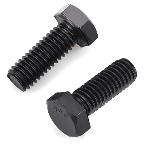 Image of Glvaner 1 /2-13 x 1 Stainless Steel Hex Head Screws Bolts, Black Coated, 304 Stainless Steel 18-8, Hexagon Head Bolts, Full Thread, 6 pcs