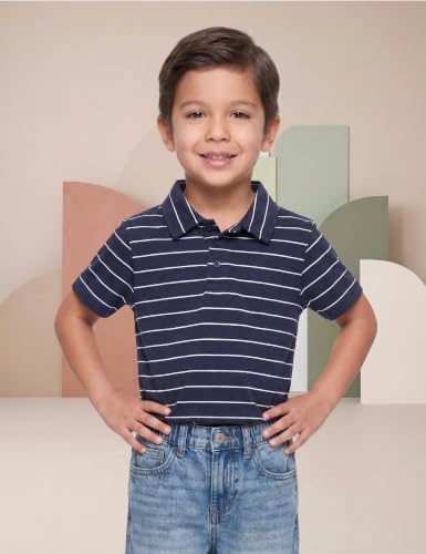 Image of Amazon Brand - Symbol Boys Soft Cotton Rich Jersey Striped Polo Shirt