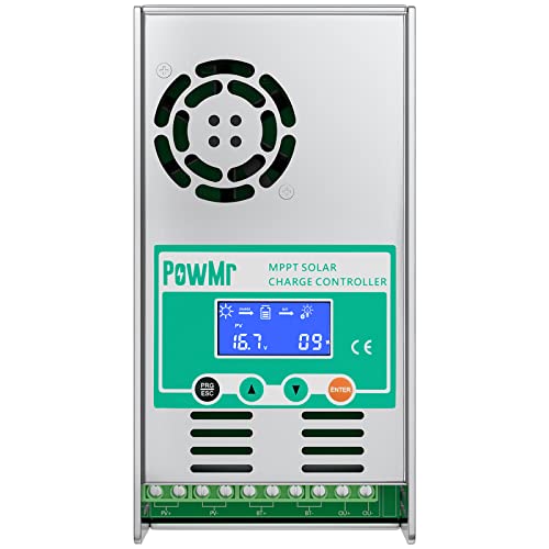 PowMr 60A Solar Laderegler MPPT 48V 36V 24V 12V Auto Max PV Input 160V DC Eingangssolarregler für belüftete versiegelte Gel-NiCd-Lithiumbatterie mit Hintergrundbeleuchtung LCD