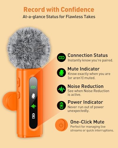 Image of USB C Lavalier Microphone Wireless Mini Mic for Type-C Android Phone /Tablet /PC Video Recording Clip-on Mics with Rotatable Clip&Denoise Recording, Ideal for Vlog Youtube Content Creator, Orange
