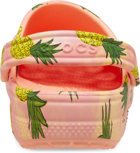 Image of Crocs Unisex-Adult Classic Seasonal Print Clogs, Papaya /Multi, 9 Men /11 Women