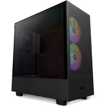 NZXT H5 Flow RGB Compact ATX Mid-Tower PC Gaming Case – CC-H51FB-R1 - High Airflow Perforated Front Panel – Tempered Glass Side Panel – Cable Management – 2 x F140 RGB Core Fans – Black