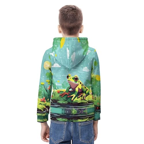 Sweat à capuche grenouille enfant 5-13 ans avec poches et manches longues
