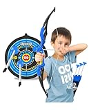 MOMAI TOYS Kids Bow & Arrow Toy, Boys and Girls Basic Archery Set Outdoor Hunting Game with 3 Suction Cup Arrows, Target & Quiver Multicolor