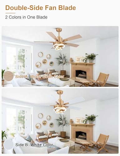 Image of 52 inch White and Gold Modern Chandelier Fandelier Ceiling Fan with Light