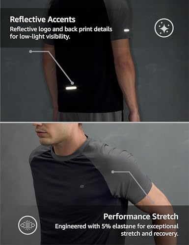Image of Symbol Premium Men's Solid Regular Fit Sports Stretch T-Shirt | Round Neck | Raglan Sleeve | Moisture-Wicking | Activewear | Running | Gym | Plain (Available in Plus Sizes)