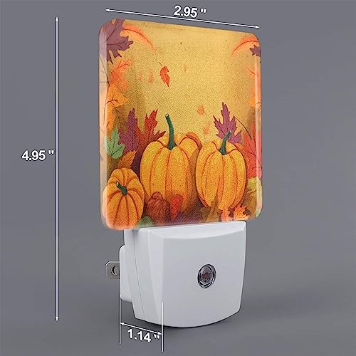 Image of Sunflowers Pumpkins LED Plug-in Night Light 2-Pack, Auto Sensor Emergency Fall Leaf Thanksgiving Nightlights Set of 2 for Dawn Bedroom Kitchen /Dusk Bathroom /Night Stairs Hallway Toilet