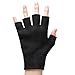 LANGFON Fingerless Moisturizing Gel Lined SPA Gloves for Women & Men Overnight Repair Dry Hands, Cracked Skin and Exfoliate Skin, Color Black Size M