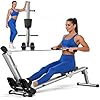 Foldable Rowing Machine for Home Use, Hyper-Quiet Rower with LCD Monitor, 300LBS Capacity Compact Home Rowing Machines