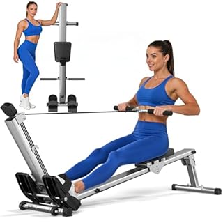 Foldable Rowing Machine for Home Use, Hyper-Quiet Rower with LCD Monitor, 300LBS Capacity Compact Home Rowing Machines