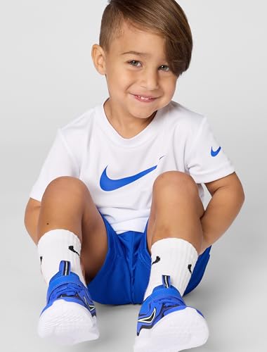 Image of Nike Boys Polyester Solid Little 2 Piece Swoosh T-Shirt Tee & Mesh Shorts Set