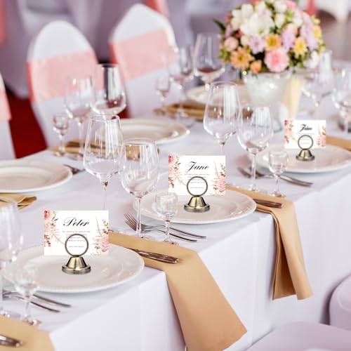 Fulmoon 24 Pcs Mini Table Number Holders Place Card Holders 1.5 Inch Steel Table Sign Stands for Wedding Graduation Reception Restaurant Home Photo Picture Office Memo(Bronze) by Fulmoon - Image 5