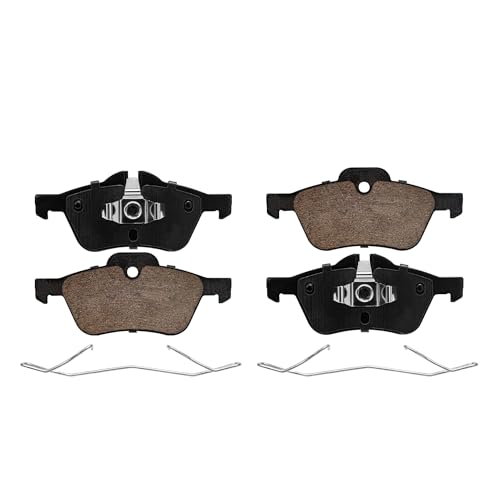 Image of Detroit Axle - FRONT Ceramic Brake Pads w /Hardware Kit for 2002-2008 Mini Cooper 2003 2004 2005 2006 2007 Replacement - 2pc Set