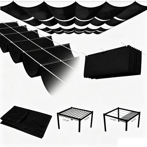 Voile ombrage vague rétractable 180x1000 cm noir imperméable - 6