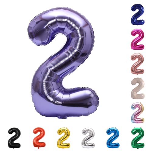 Image of YPSelected 32 Inch Large Foil Helium Number Balloon Birthday Wedding Party 0-9 (Purple, 2)