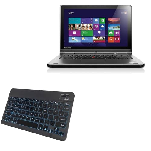 BoxWave Keyboard Compatible with Lenovo ThinkPad Yoga - SlimKeys Bluetooth Keyboard - with Backlight, Portable Slim LED 7 Colors - Jet Black
