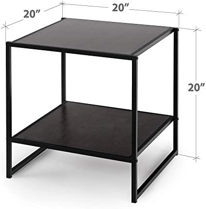 ZINUS Dane 51 cm Black Frame Side Table | End Table | Easy Assembly, Rich black wood grain