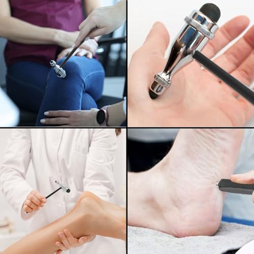 Reflexhammer,Neuro Reflexhammer Mit Doppel-Kunststoffkopf Leichter Perkussions, Für Dehn- Und Hautreflexe, Schwerer Hammerkopf, Einfache Desinfektion(Schwarz)