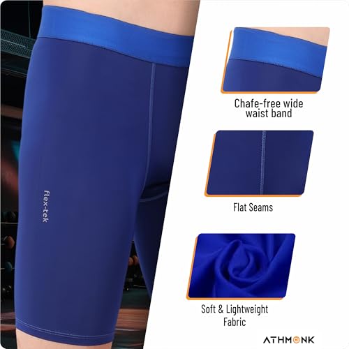 Image of 4-Way Lycra Compression Shorts for Men | Tight Skin Fit, Non Padded | Cycling Running Workout Gym Cricket Football Sports | Tummy Tuck Recovery Muscle Support | Quick Dry Anti-Chafe