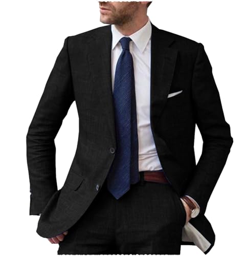 Men's Linen Suits Summer Business Casual Groomsmen Wedding Tuxedos 2 Pieces Jacket& Pants2