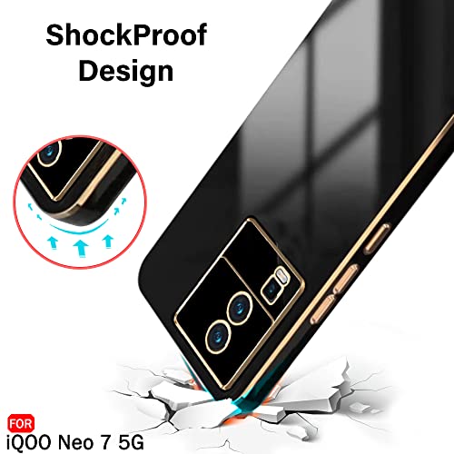 Image of TheGiftKart TPU Luxurious Golden-Plated Back Cover Case For Iqoo Neo 7 / Neo 7 Pro 5G (Raised Lips For Camera & Screen Protection | Shockproof Design | Stylish Back | Black)