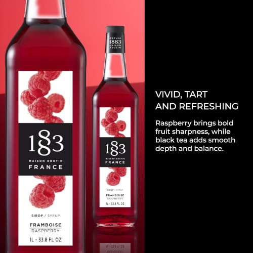 Image of 1883 Raspberry Syrup for Drinks, Made in France, 1 Liter Plastic Bottle