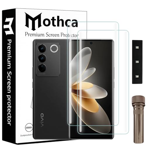 Image of Mothca Curved UV Tempered Glass Screen Protector for Vivo S16 | Transparent | Pack of 2 | Borderless Full Screen Coverage with UV Installation Kit