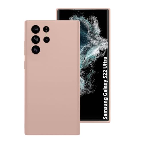 Image of LIRAMARK Liquid Silicone Soft Back Cover Case for Samsung Galaxy S22 Ultra (Pink)