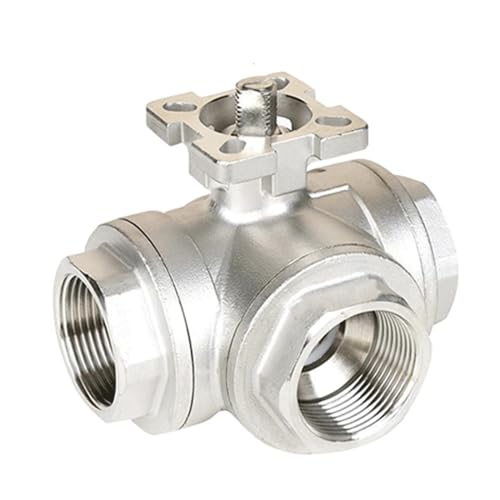 Válvula de bola de 3 vías DN40 con rosca BSPT de 1.5 pulgadas y puerto T 2
