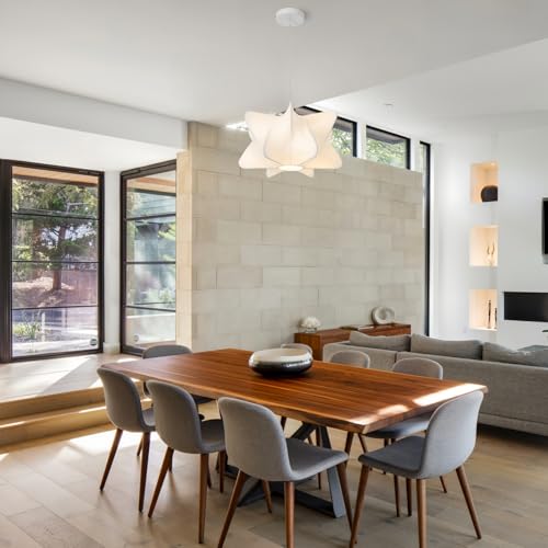 19.7in Large Silk Light Fixture, White Single Head Chandelier Lights, Midcentury Hanging Light Fixtures for Living Room Dining Room Bedroom Restaurant Office