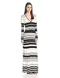 BCBGMAXAZRIA Women's Calypso Crew Neck Striped Dress, Off White/Black, X-Small