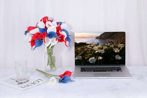 Image of SITUMEIZI 24 Pcs 4th of July Flowers Artificial Calla Lily