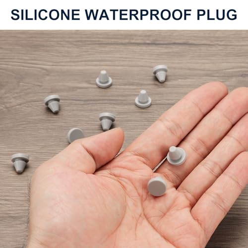 Image of uxcell 10pcs Hole Plug 5 /16 Inch (7.5mm) Button Plugs Fit for 6mm Hole, Snap in Locking Hole Tube Plug Gel Tube Waterproof Plug Tube Plug, Grey