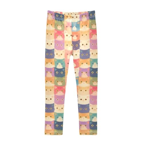 KLL Illustration Cute Cat Oil Painting Toddler Girls Legging Soft High Waisted Yoga Pants Sports