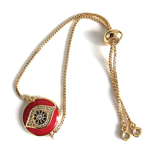 Sifrimania Red Evil Eye Adjustable Sliding Bead Bolo Bracelet Lucky Charms Jewelry For Women Of All Ages (Enamel) #TOP1