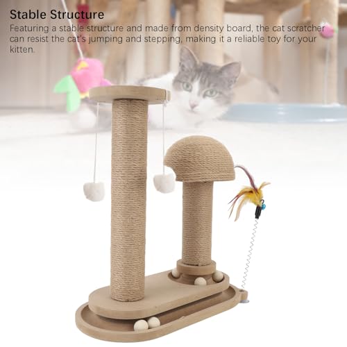Rascador para gatos con estructura estable y juguete interactivo miniatura 3
