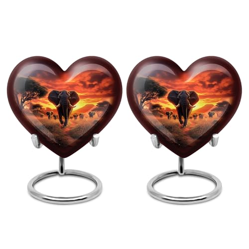 Image of Elephant Urn Small Urn for Human Ashes Women Keepsake 3 Inch 2 Qty | Tiny Urns for Human Ashes Adult Female Mini Cremation Urns