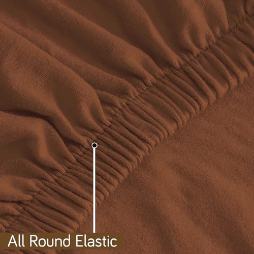 Image of HOKIPO 'SereneSolids' 140 GSM Office Chair Cover for Task Chair - Stretchable Fabric, Washable & Anti-Slip - Fits Small Office Chairs Without Headrest, Brown (AR-5224-BRN)