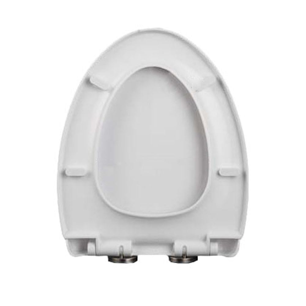WC-Sitz mit Absenkautomatik, Schnellverschluss, oben fixiert, passend für Standard-Toiletten, langlebiges PP-Material, einfache Installation, weiß, 38,5 x 46 cm, perfekt für moderne Badezimmer und