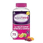 RestoraLAX RestoraFIBRE+ 6 in 1 Daily Prebiotic Fibre Supplement Gummies for Adults, Supports Health Benefits, including Regularity, Gentle Constipation Relief & Healthy Immune Function with Naturally Sourced Inulin (75 ea)