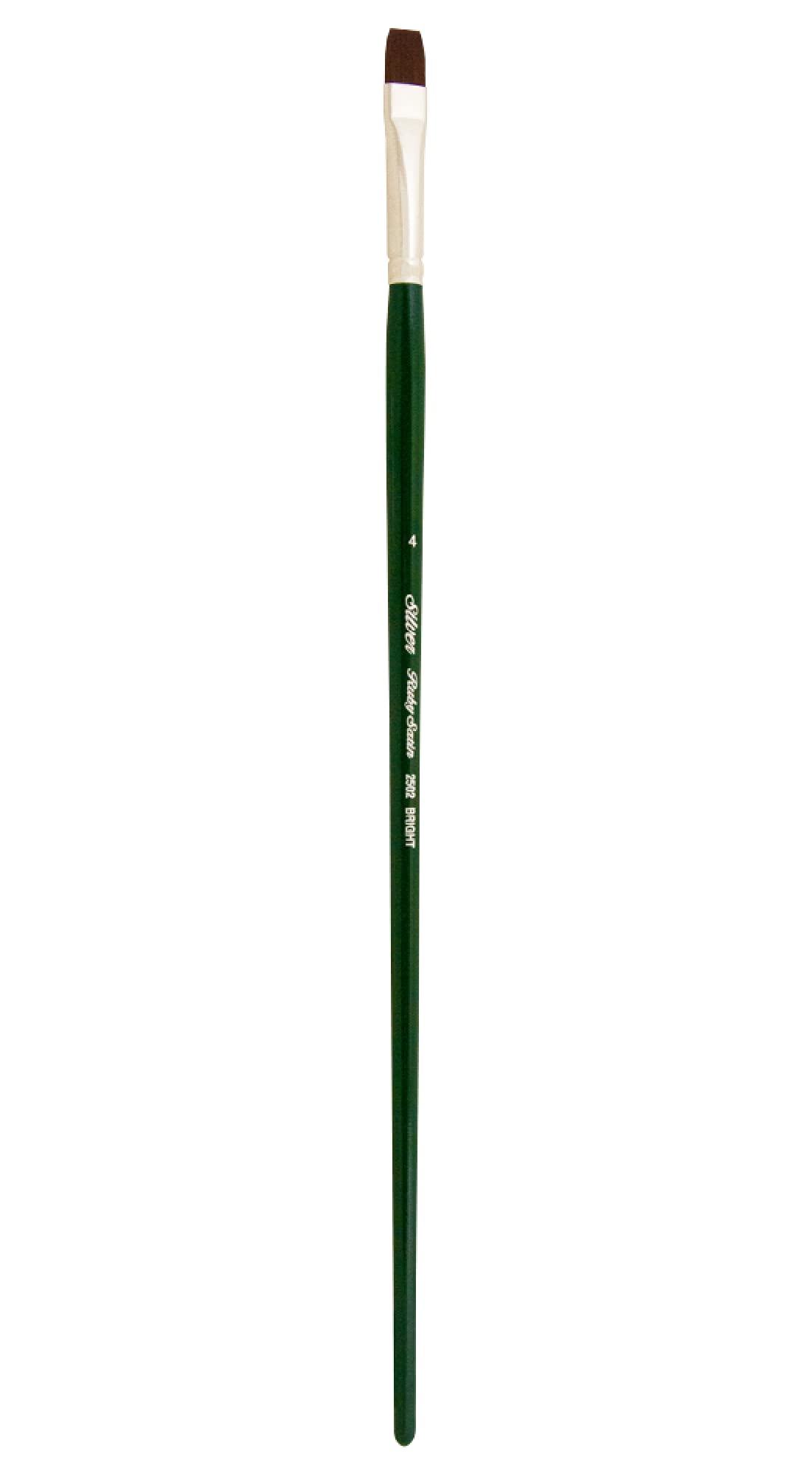 Silver Brush Limited Hunter Green Silver Brush "Series 2502 Ruby Satin Bright Long Handle Brush, Stiff Synthetic Filaments, Size 4