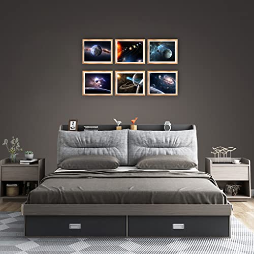 Universe Starry Sky Wall Art Outer Space Planet Wall Art Painting，For Bedroom, Lvingroom, Bathroom Decor ，Posters For Kids, Boys Or Girls Room ，Astronomy Picture Modern Artwork Set Of 6 （ 8" X10" ） Unframed (Planet) #TOP1