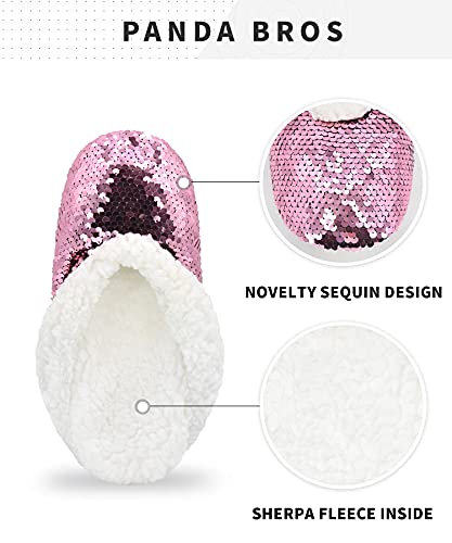 Image of Panda Bros Womens Ballerina Sequin Slippers, Bling House Slippers With Grippers