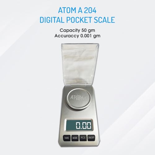 Image of Atom Electronic Pocket Digital Scale 50gms x 0.001gms | Digital Jewellery Scale | Atom A 204 Pocket Scale.
