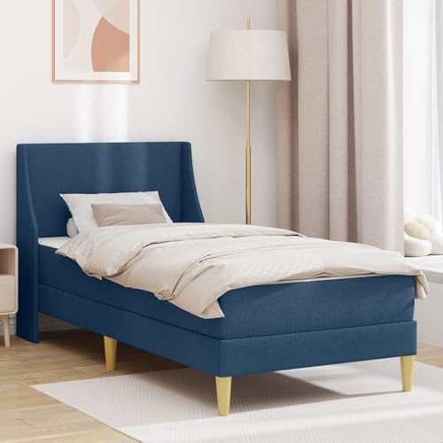 Teenpull Blue Bed Frame with Mattress and headboard, 80x200 cm Polyester, slatted Base, Breathable Sleeping Surface, Storage Under Bed, for Bedroom and Guest Room use